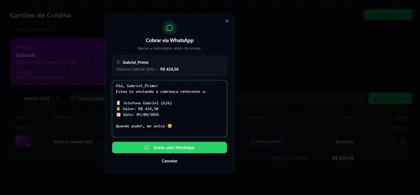 Cobrança via WhatsApp
