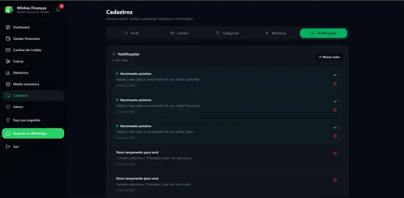 Notificações inteligentes